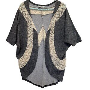 Ovi Womens Oversized Open Front Jacket Sz S Crochet Lace Boho Fairy Grunge Luxe